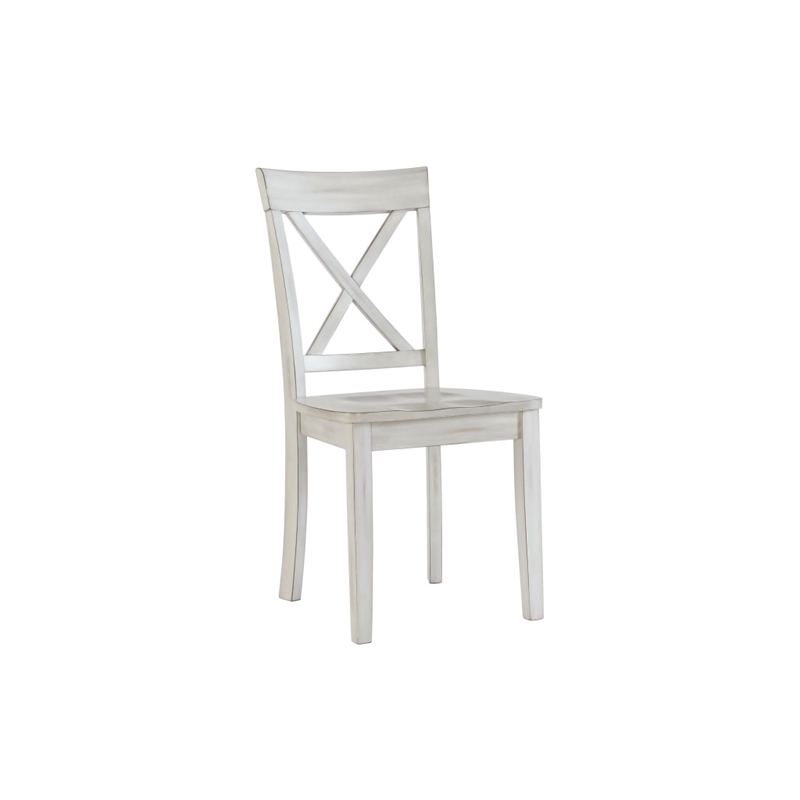 Boraam Wood Jamestown Dining Chairs Antique White Finish Set of 2