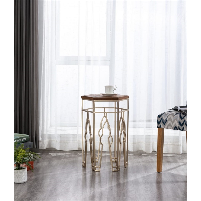Boraam Genevieve Wood Nesting Tables - Set of 2 Gold & Natural