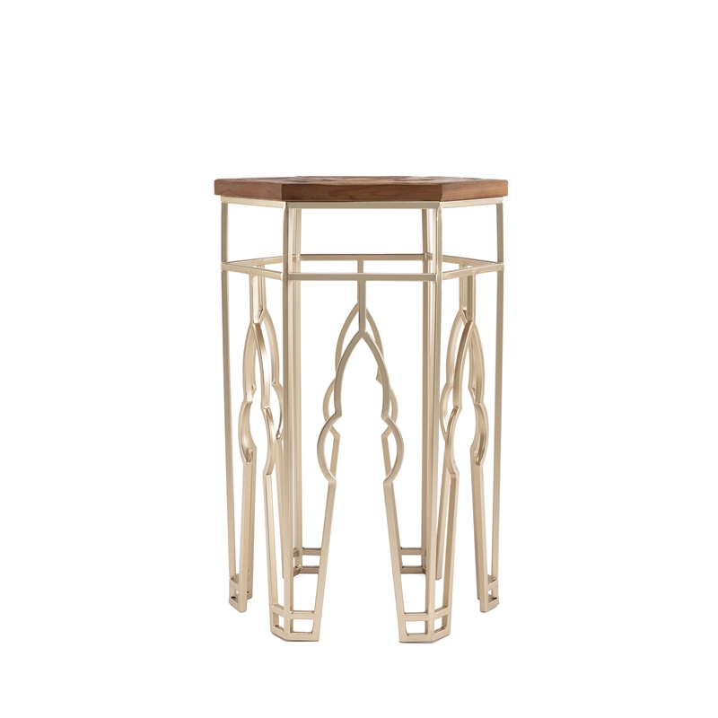 Boraam Genevieve Wood Nesting Tables - Set of 2 Gold & Natural