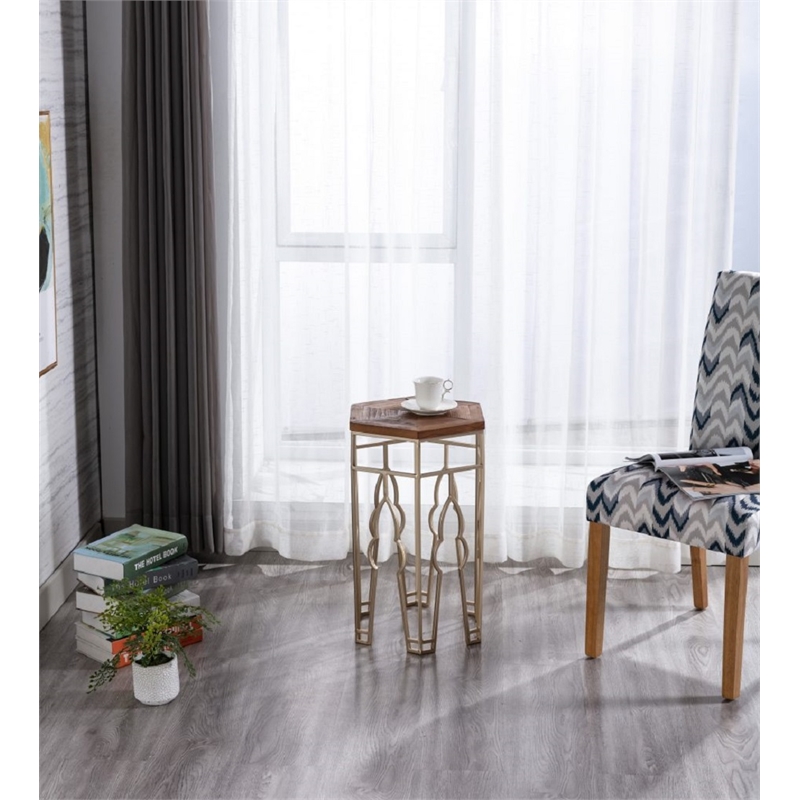 Boraam Genevieve Wood Nesting Tables - Set of 2 Gold & Natural