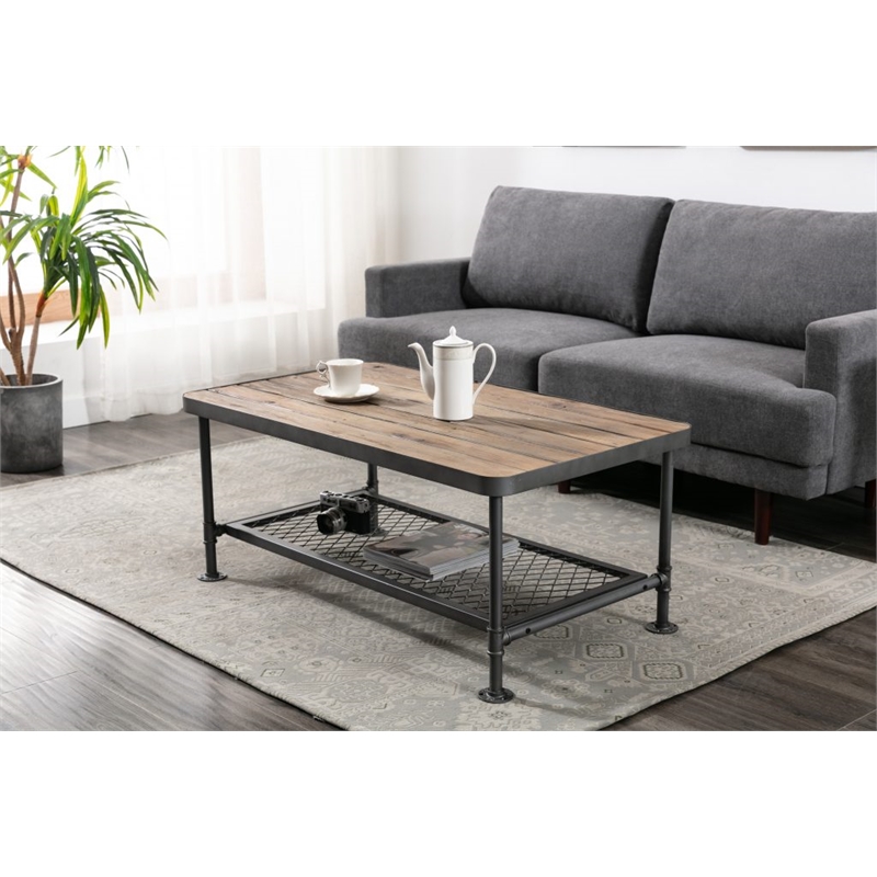 Boraam Wood Newport Coffee Table Natural and Gray Finish