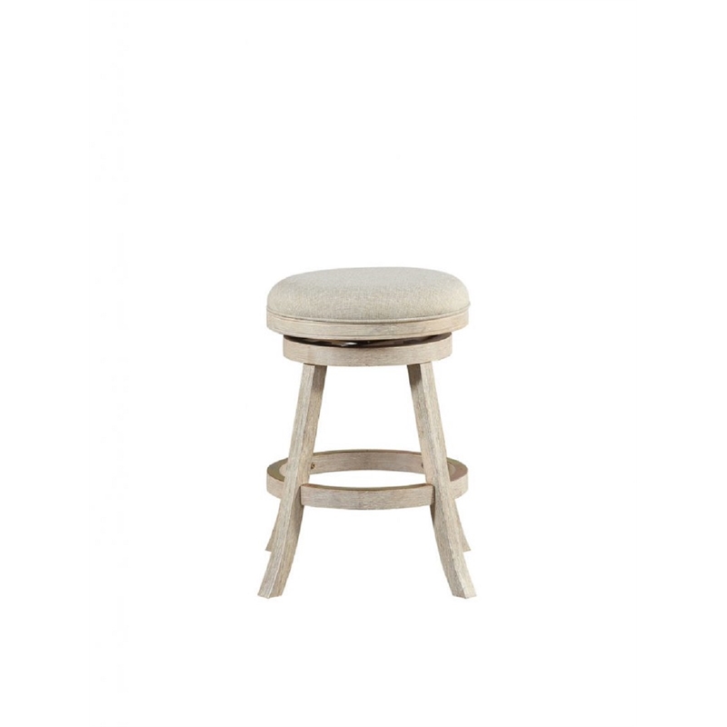 Boraam Wood Fenton Backless Swivel Counter Stool Ivory Wire-Brush Finish