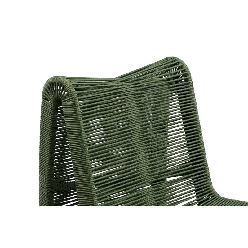 Boraam Metal Lorenzo Rope Outdoor Patio Chairs in Olive Green (Set of 2)