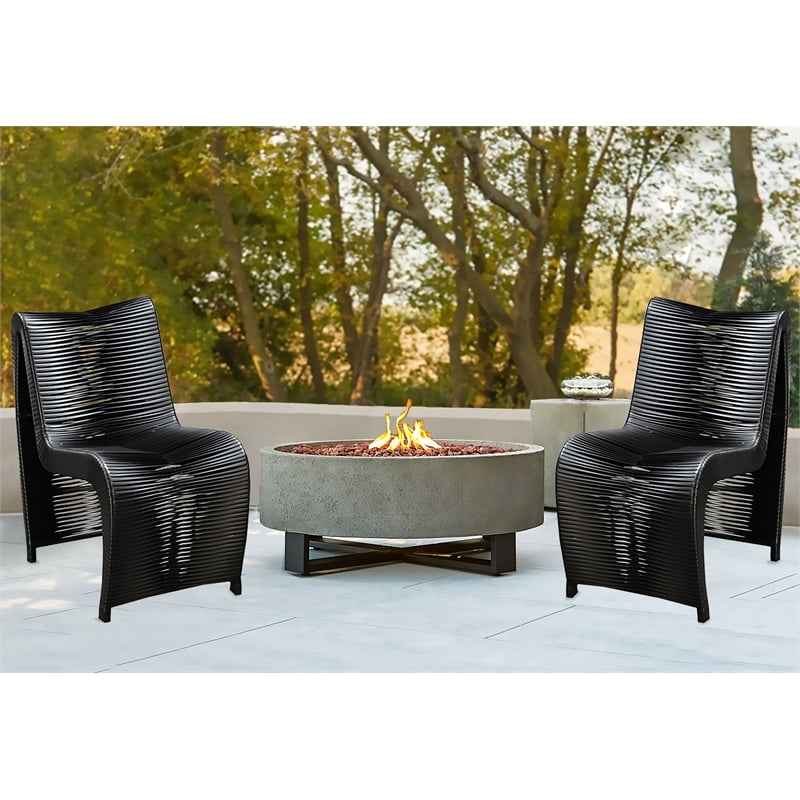 Boraam Iron Loreins Outdoor Patio Chairs in Black (Set of 2)