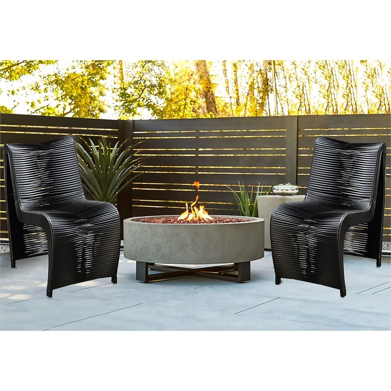 Boraam Iron Loreins Outdoor Patio Chairs in Black (Set of 2)