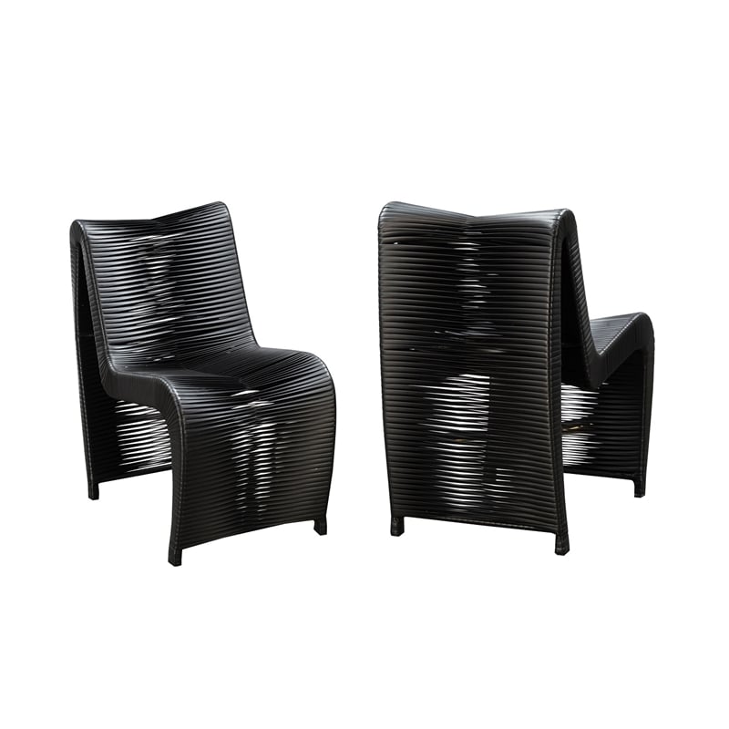 Boraam Iron Loreins Outdoor Patio Chairs in Black (Set of 2)