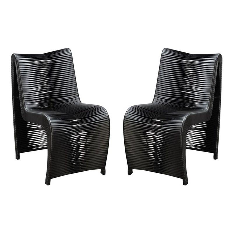 Boraam Iron Loreins Outdoor Patio Chairs in Black (Set of 2)