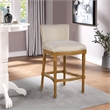 Boraam Wood Francesca Linen and Oak Wood Bar Stool - Tan/Natural Finish