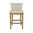 Boraam Wood Francesca Linen and Oak Wood Bar Stool - Tan/Natural Finish