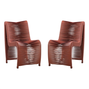 Boraam Iron Loreins Outdoor Patio Chairs in Terracotta Red (Set of 2)