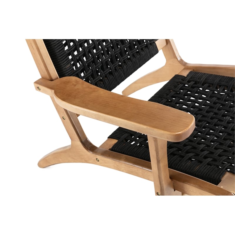 Boraam Wood Harrison Woven Rope Accent Chair - Black/Natural Finish