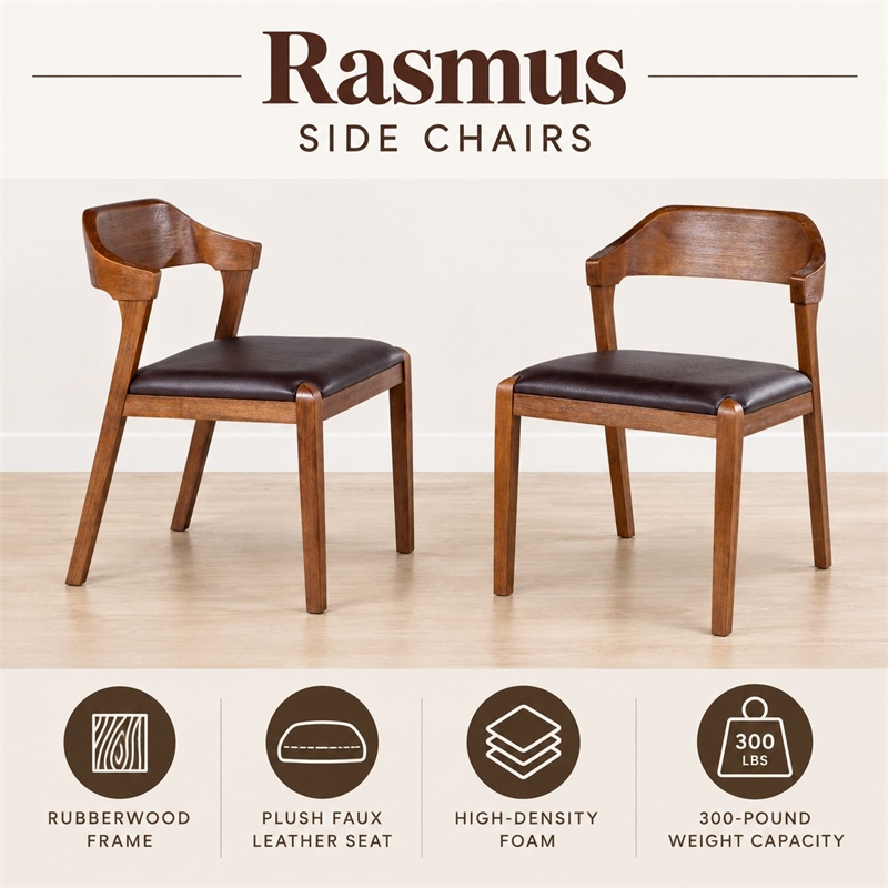Boraam Rasmus Dining Side Chairs - Set of 2 in Chestnut Wire-Brush