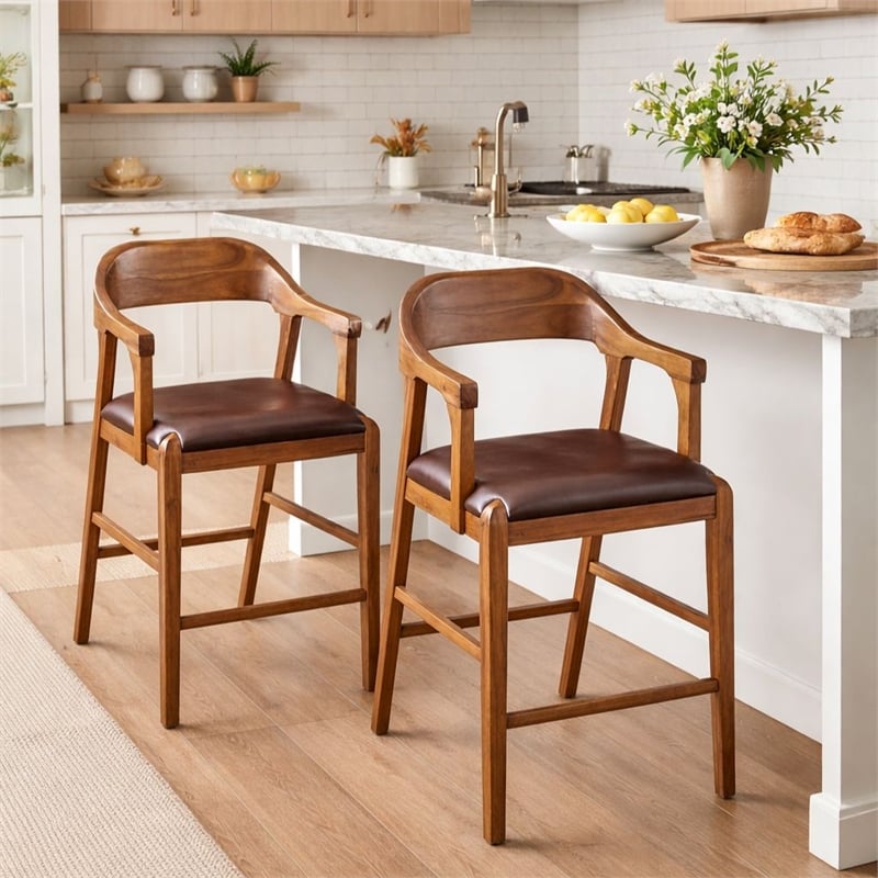 Boraam Rasmus Wood Counter Stool - Chestnut Wire-Brush Finish