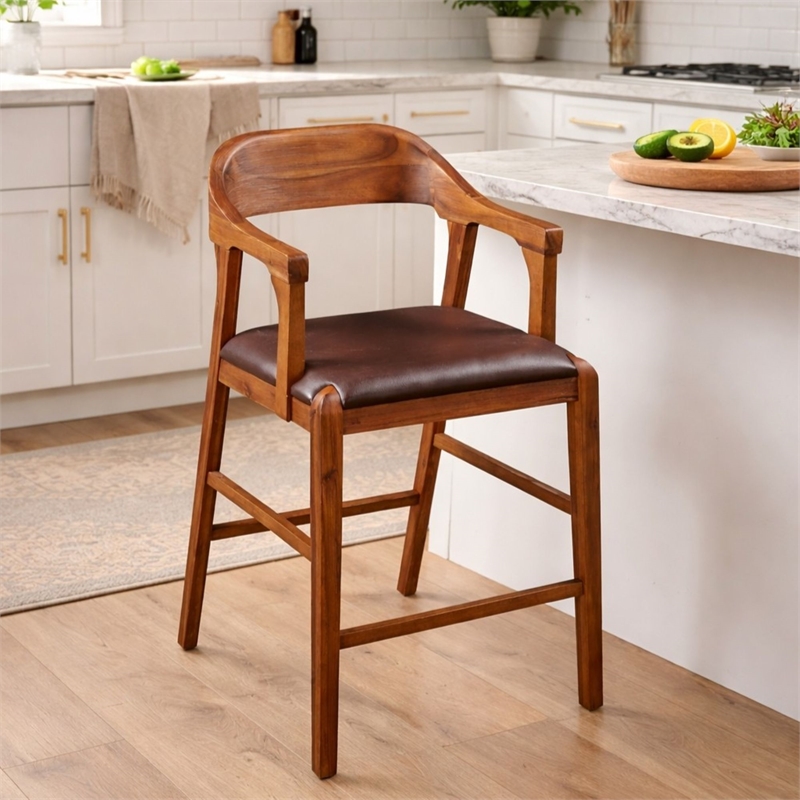 Boraam Rasmus Wood Counter Stool - Chestnut Wire-Brush Finish