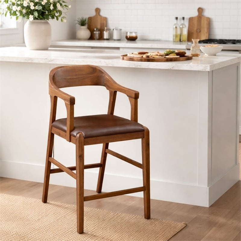 Boraam Rasmus Wood Counter Stool - Chestnut Wire-Brush Finish
