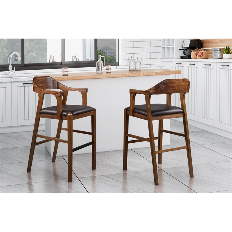 Boraam Rasmus Wood Bar Stool - Chestnut Wire-Brush Finish