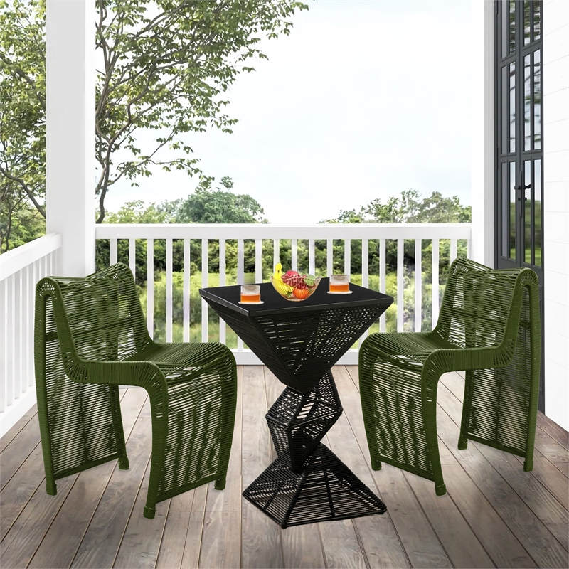 Boraam Lorenzo Rope and Metal Counter Stool in Olive Green Set of 2