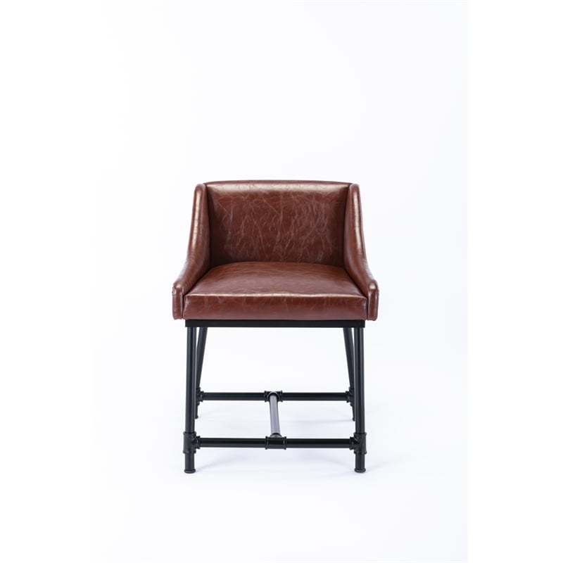 Boraam Parlor Adjustable Faux Leather & Metal Stool in Desert Red/Black