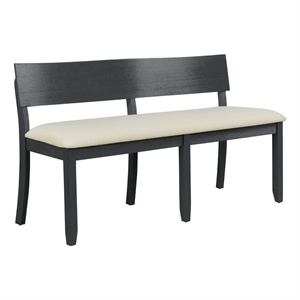 Boraam Capella Wood & Fabric Dining Height Bench in Matte Black/Cream