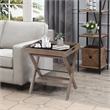Boraam Andrew Wood Corner Side Table with X-Cross Legs in Natural Brown