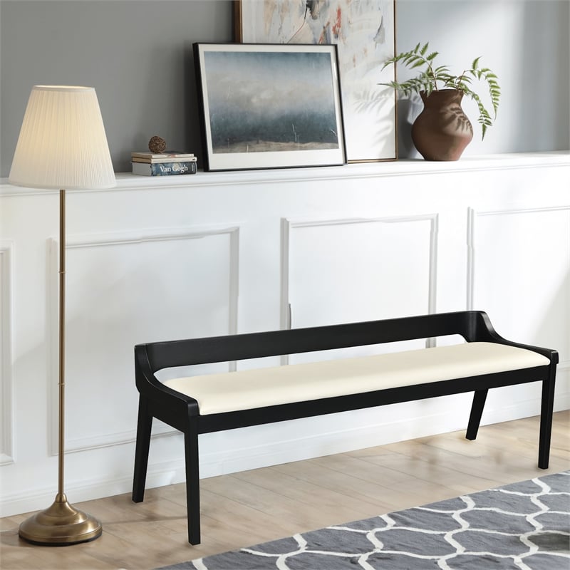 Boraam Rasmus Wood Dining Bench - Cream/Black