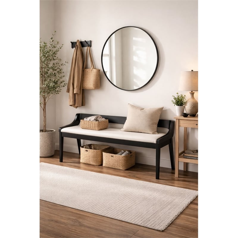 Boraam Rasmus Wood Dining Bench - Cream/Black