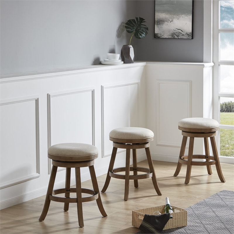 Boraam Fenton Swivel Backless Counter Stool - Driftwood Wire-Brush