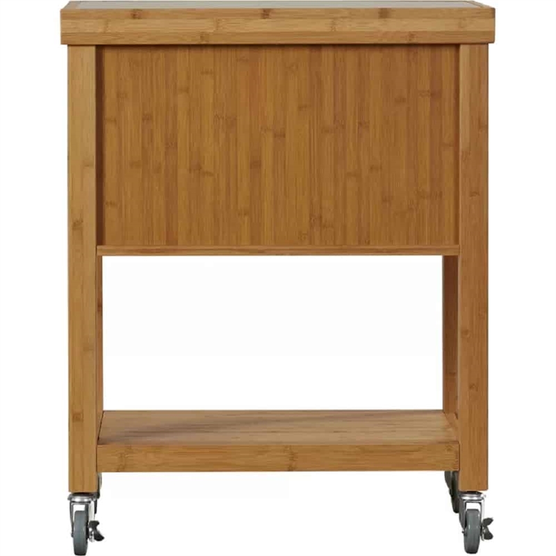 Boraam Kenta Bamboo Kitchen Cart - Stainless Steel Top
