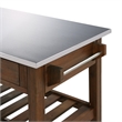 Boraam Sonoma Kitchen Cart with Stainless Steel Top - Chestnut Wire-Brush