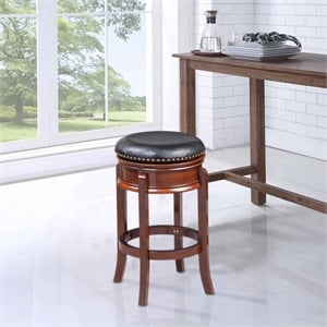 Boraam Wood Hamilton Backless Swivel Bar Stool in Cherry Finish