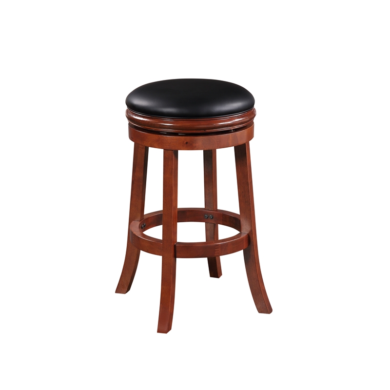 Boraam Wood Backless Swivel Bar Stool in Cherry Finish