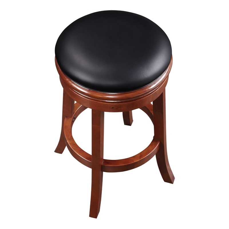 Boraam Wood Backless Swivel Bar Stool in Cherry Finish