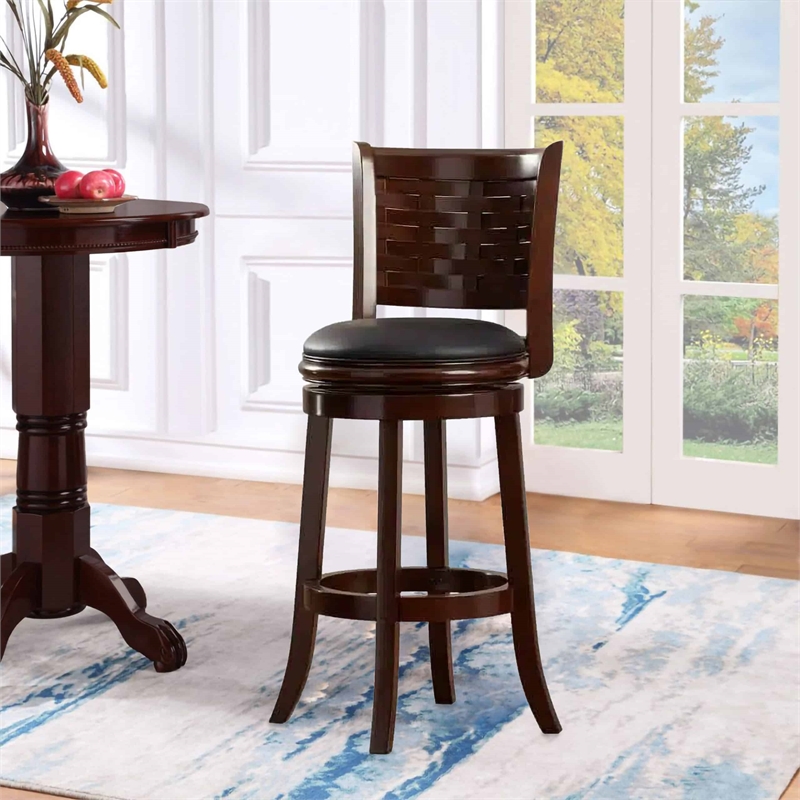 Boraam Wood Sumatra Swivel Bar Stool - Cappuccino Finish