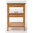 Boraam Aya Bamboo Kitchen Cart with Stainless Steel Top in Natural Finish
