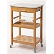 Boraam Aya Bamboo Kitchen Cart with Stainless Steel Top in Natural Finish