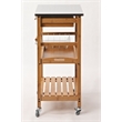 Boraam Aya Bamboo Kitchen Cart with Stainless Steel Top in Natural Finish