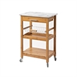 Boraam Aya Bamboo Kitchen Cart with Faux Marble Top