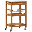 Boraam Aya Bamboo Kitchen Cart with Faux Marble Top