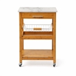 Boraam Aya Bamboo Kitchen Cart with Faux Marble Top
