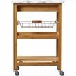 Boraam Aya Bamboo Kitchen Cart with Faux Marble Top