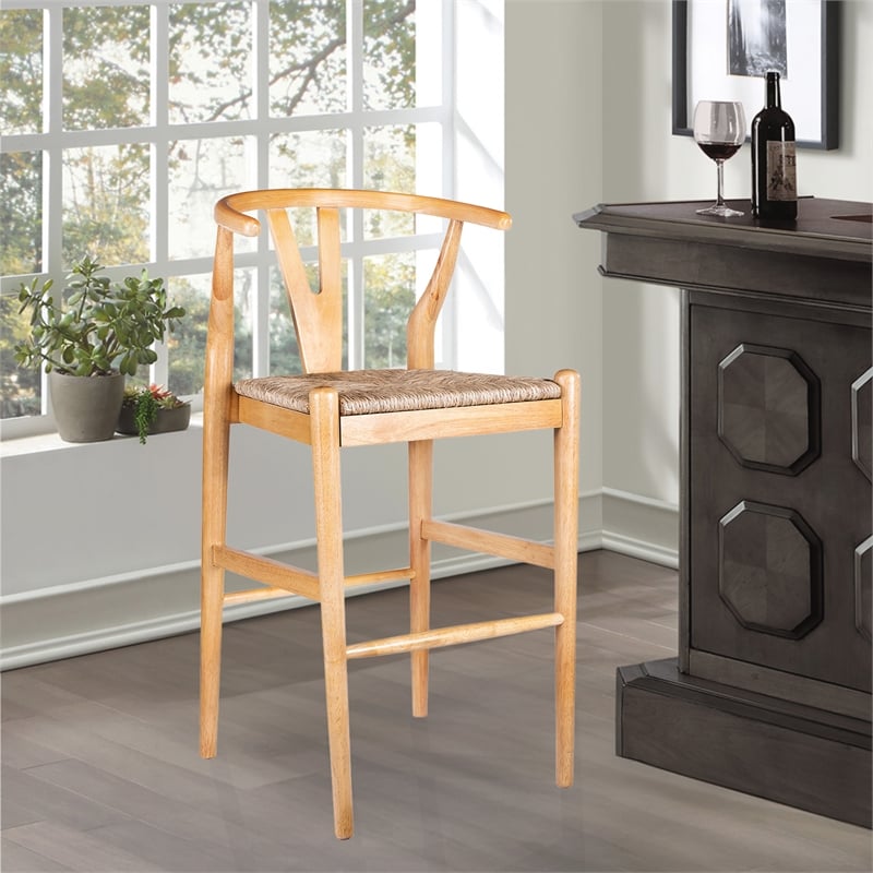 Boraam Wishbone Bar Height Kitchen Bar Stool - Natural Finish
