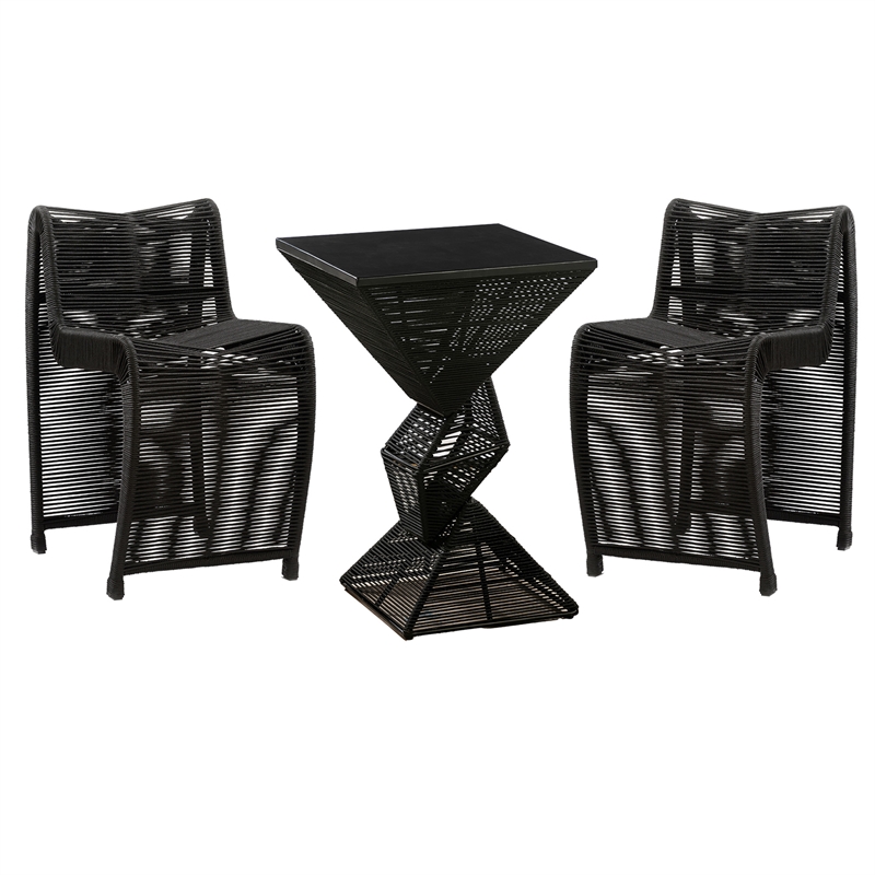 Lorenzo Iron Rope 3pc Pub Set - Black Finish