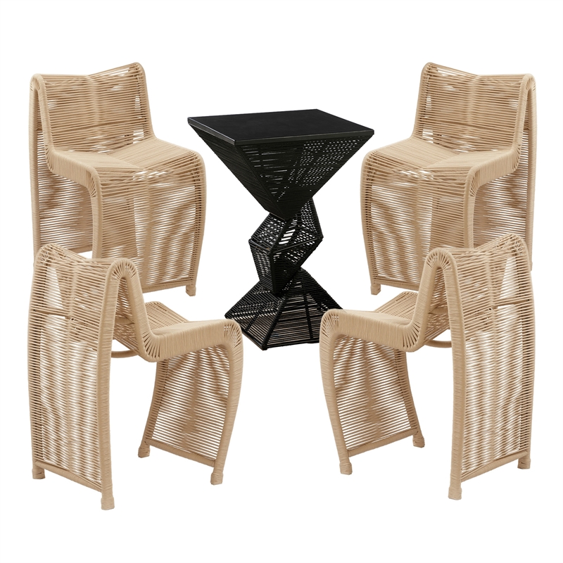 Lorenzo Iron Rope 5pc Pub Set - Tan Finish