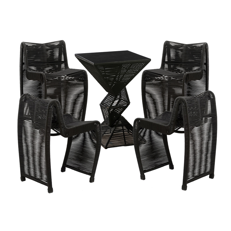 Lorenzo Iron Rope 5pc Pub Set - Black Finish