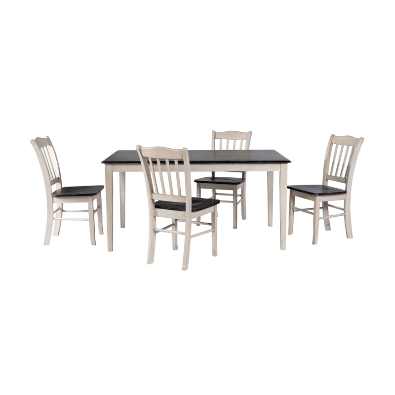 Boraam Shaker 5-Piece Dining Set - European Black Ash/Antique White