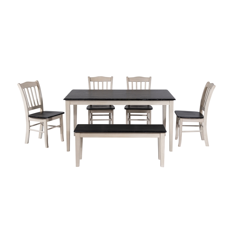 Boraam Shaker 6-Piece Dining Set - European Black Ash/Antique White