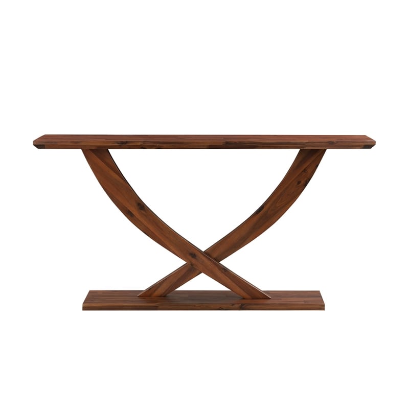 Catelynn Solid Wood Console Table - Chestnut Wire-Brush Finish