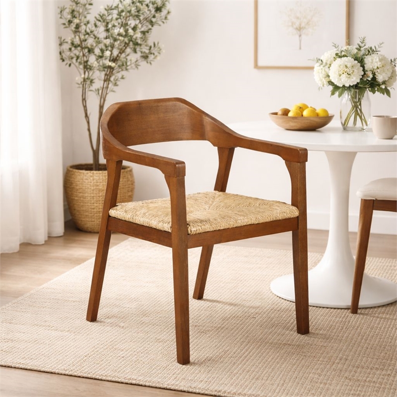 Rasmus Dining Rush Armchair - Chestnut Wire-Brush Finish