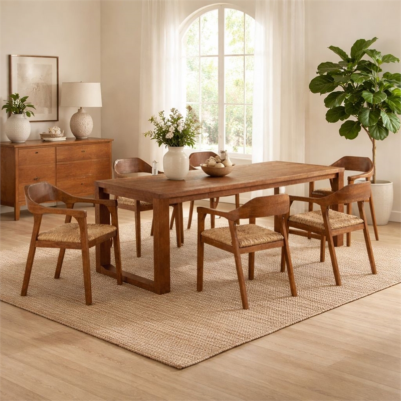 Rasmus Dining Rush Armchair - Chestnut Wire-Brush Finish