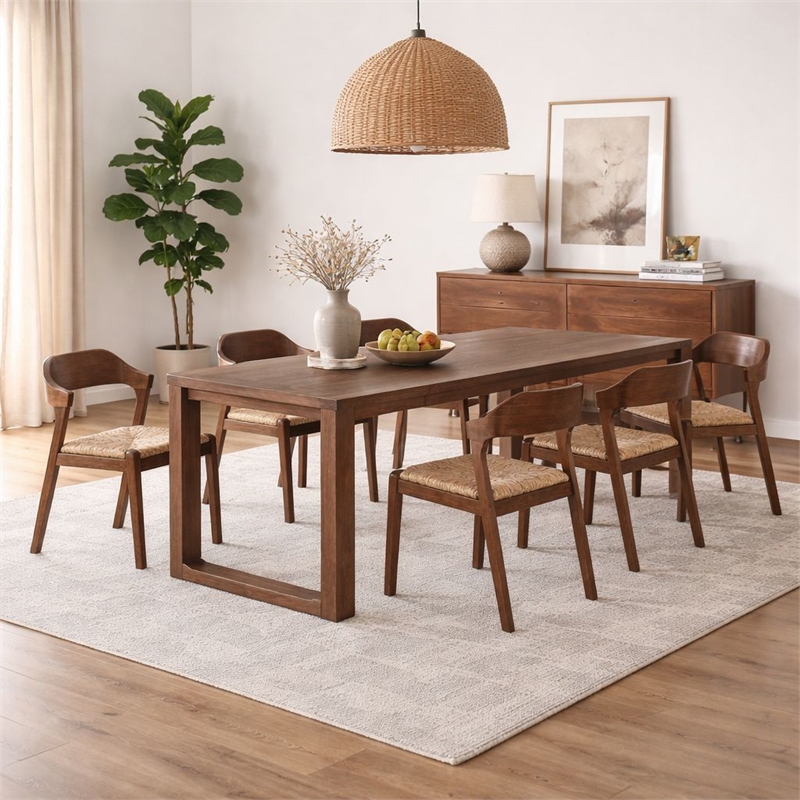 Rasmus Dining Rush Side Chair - Chestnut Wire-Brush Finish